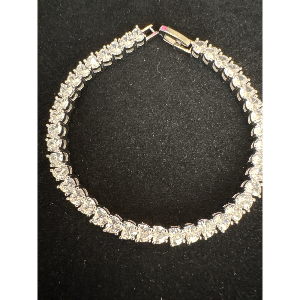 AAA Cubic Zirconia Tennis Bracelet Silver Tone 6.75 Inch 5mm